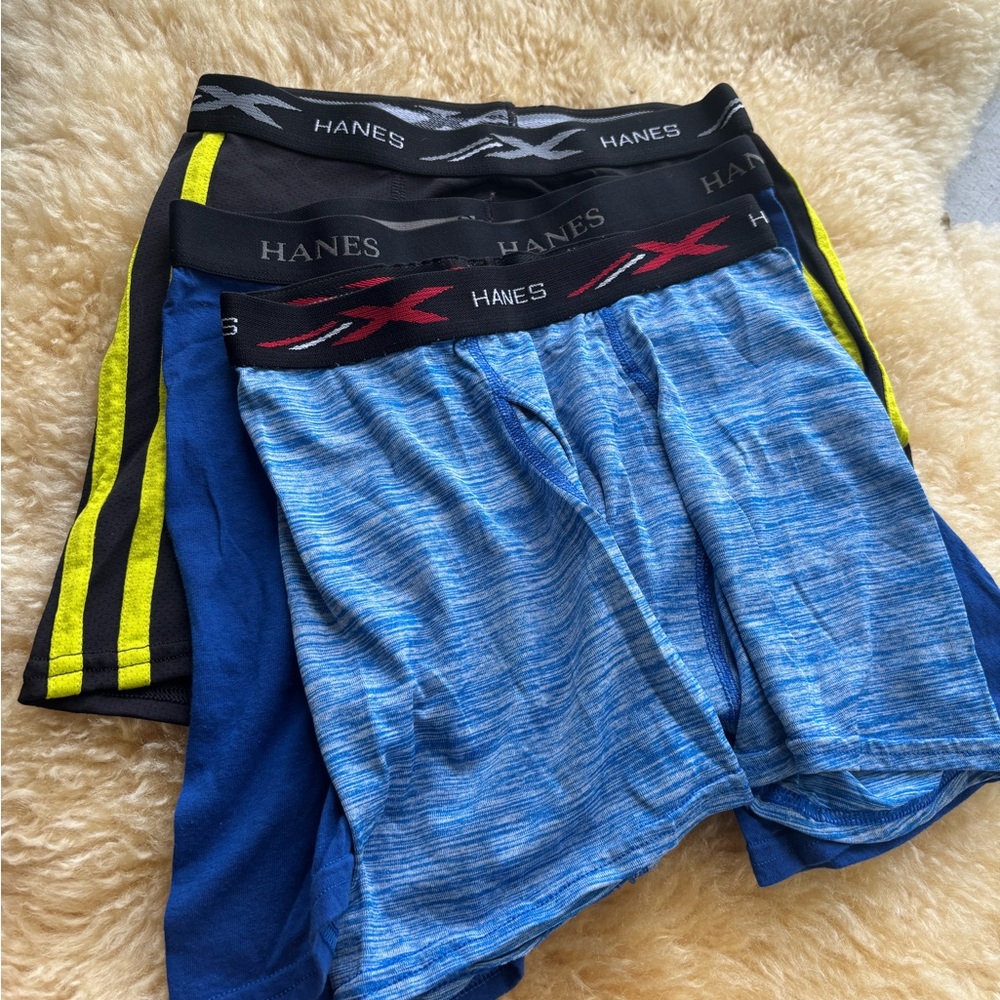 Hanes Blue and Black Boxer Briefs Moisture-Wicking Comfort Bundle